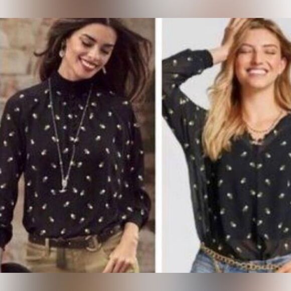 CAbi Sheer Black Floral Embroidered Blouse Top Style 5338 Women’s Size Small S - Picture 1 of 14